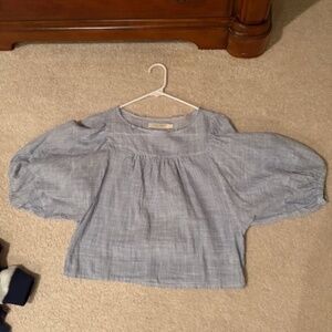 Christy Dawn Aya Top blue white stripe deadstock puffy sleeve blouse sz XS